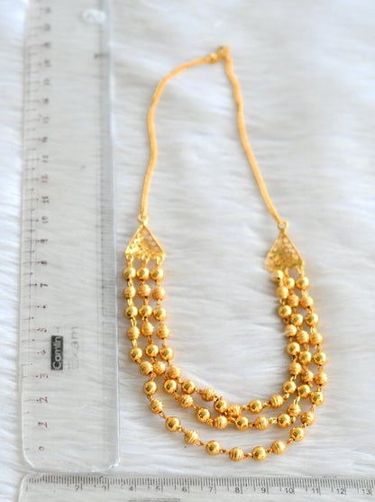 Gold tone multilayer ball necklace dj-42889