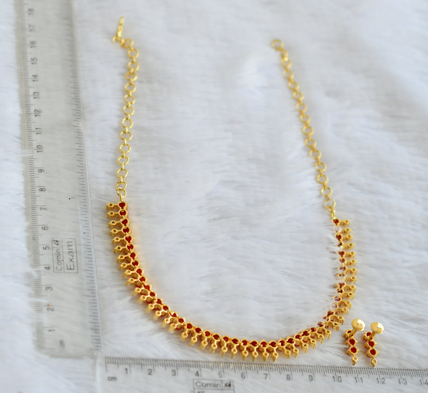 Gold tone pearl-coral necklace set dj-43569