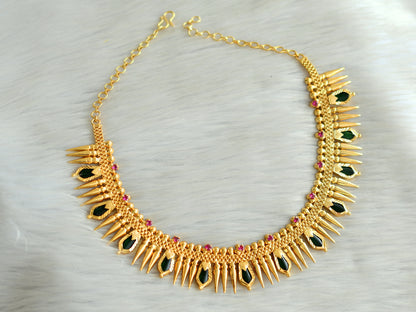 Gold tone green nagapadam mulla mottu necklace dj-35498