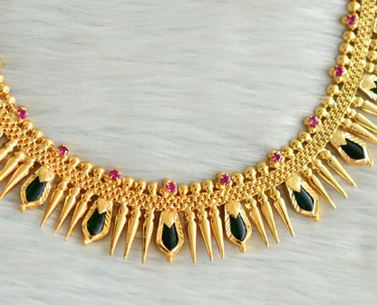 Gold tone green nagapadam mulla mottu necklace dj-35498