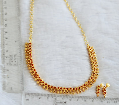 Gold tone coral stone necklace set dj-45757