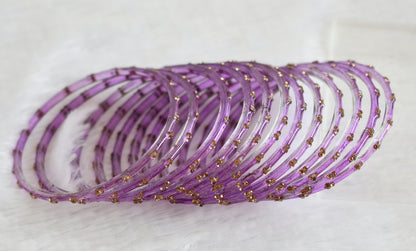 Set of 12 violet gless bangles(2.10) dj-49672