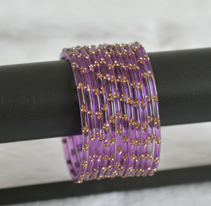 Set of 12 violet gless bangles(2.10) dj-49672