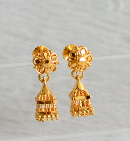 Gold tone Kerala style small jhumkka dj-38222