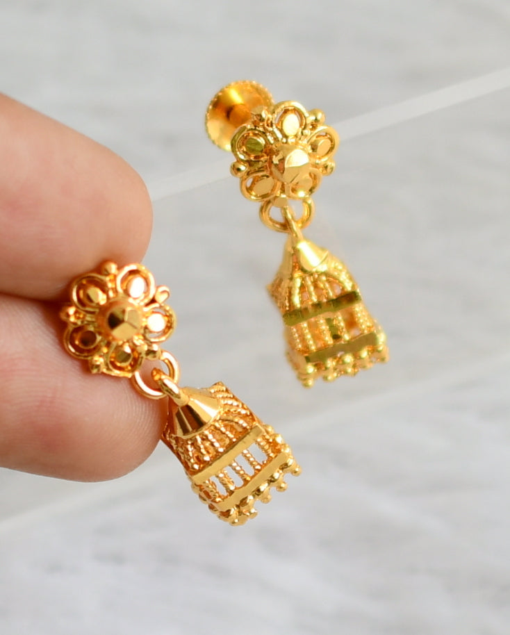 Gold tone Kerala style small jhumkka dj-38222