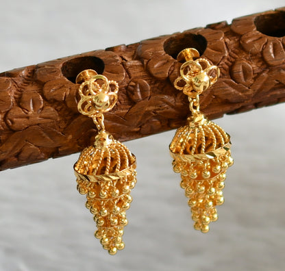 Gold tone Kerala style step jhumkka dj-38221