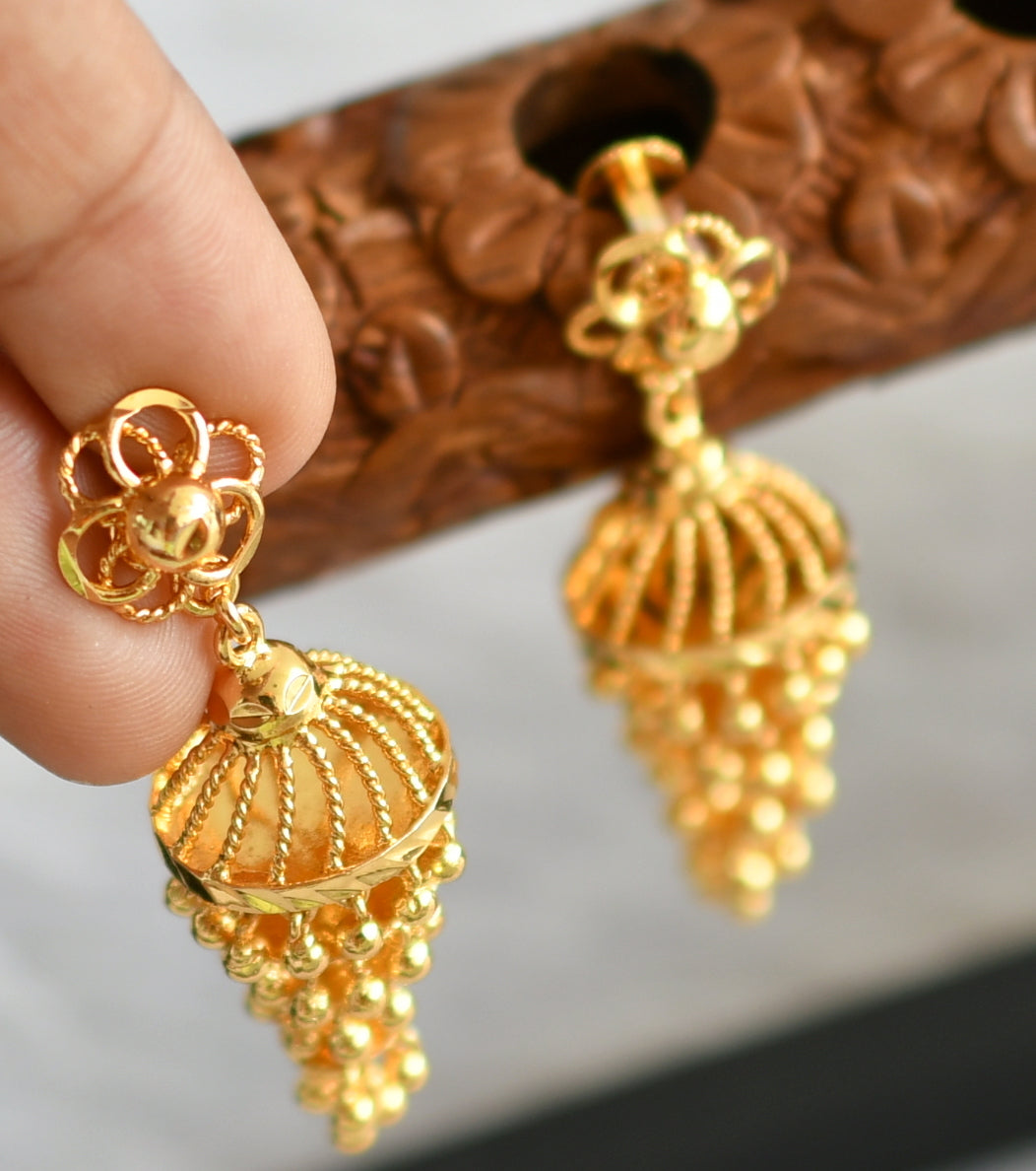 Gold tone Kerala style step jhumkka dj-38221