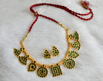 Gold tone green stone saradu attigai necklace set dj-47770