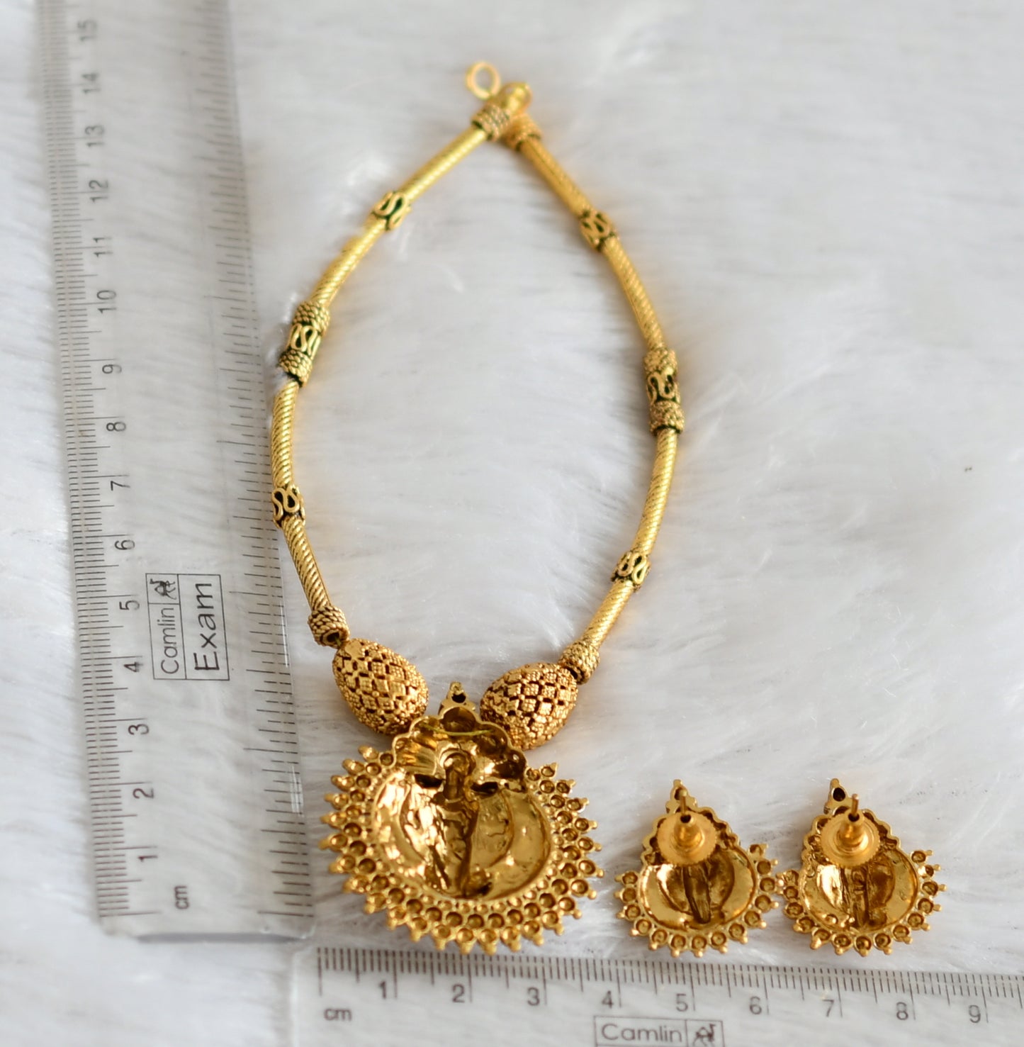 Matte finish lakshmi necklace set dj-47775