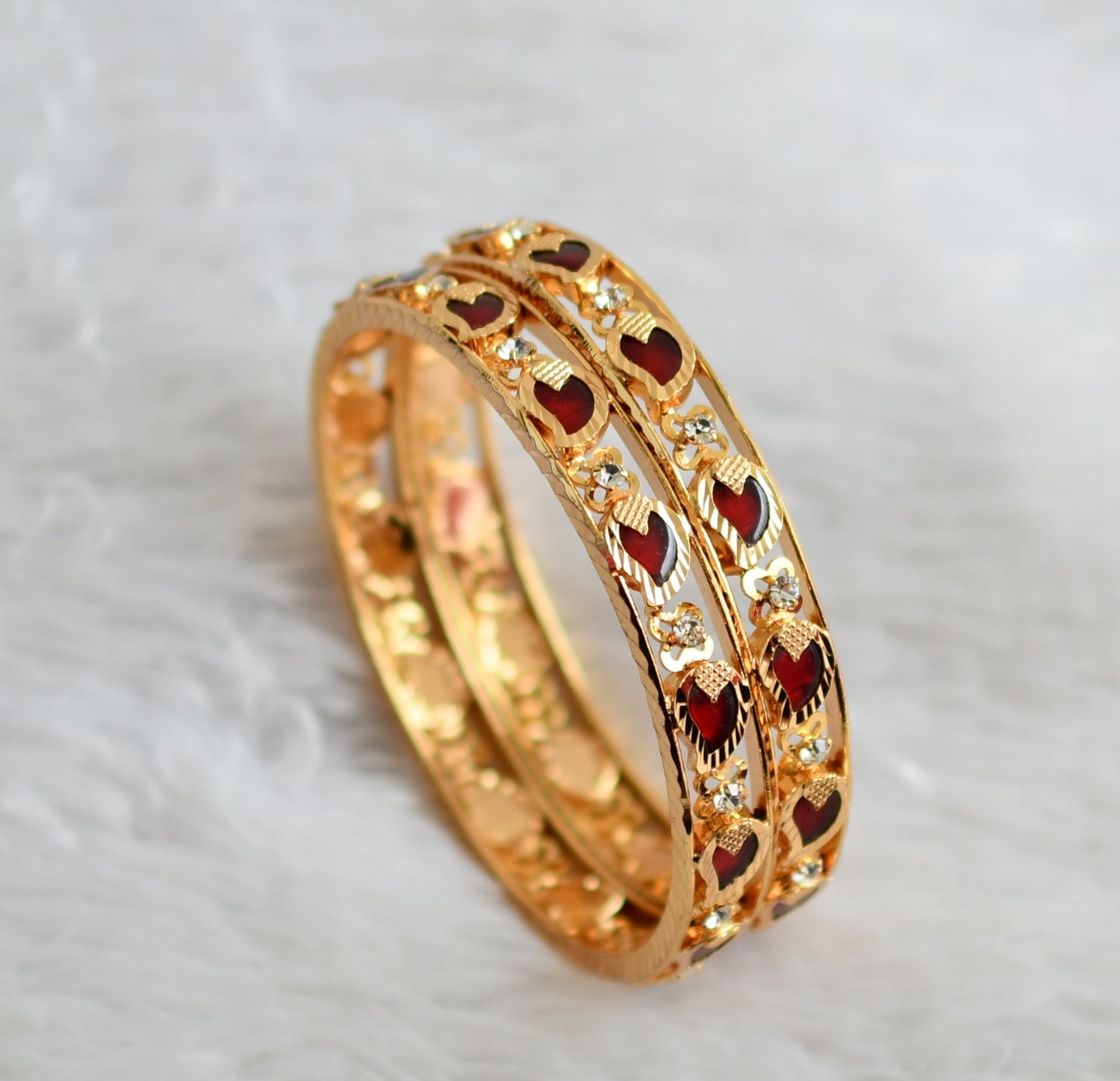 Gold tone Kerala style Red Mango Bangles(2.4) DJ24581