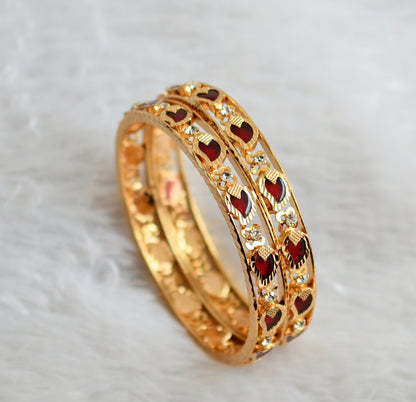 Gold tone Kerala style Red Mango Bangles(2.8) DJ24579