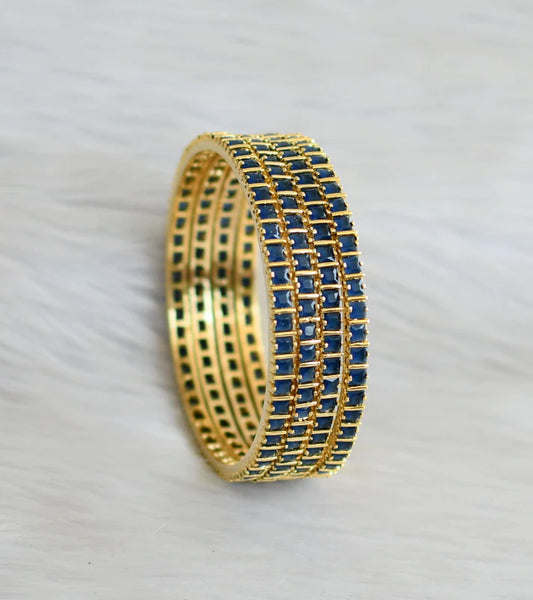 Gold tone blue square stone set of 4 bangles(2.8) dj-45653