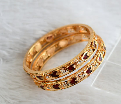 Gold tone Kerala style Red Mango Bangles(2.8) DJ24579