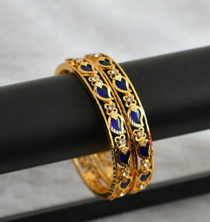 Gold Tone Blue Mango Kerala Style Bangles(2.8) DJ24583