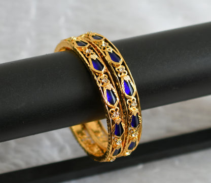 Gold tone Kerala style Blue Nagapadam Bangles(2.8) DJ22235