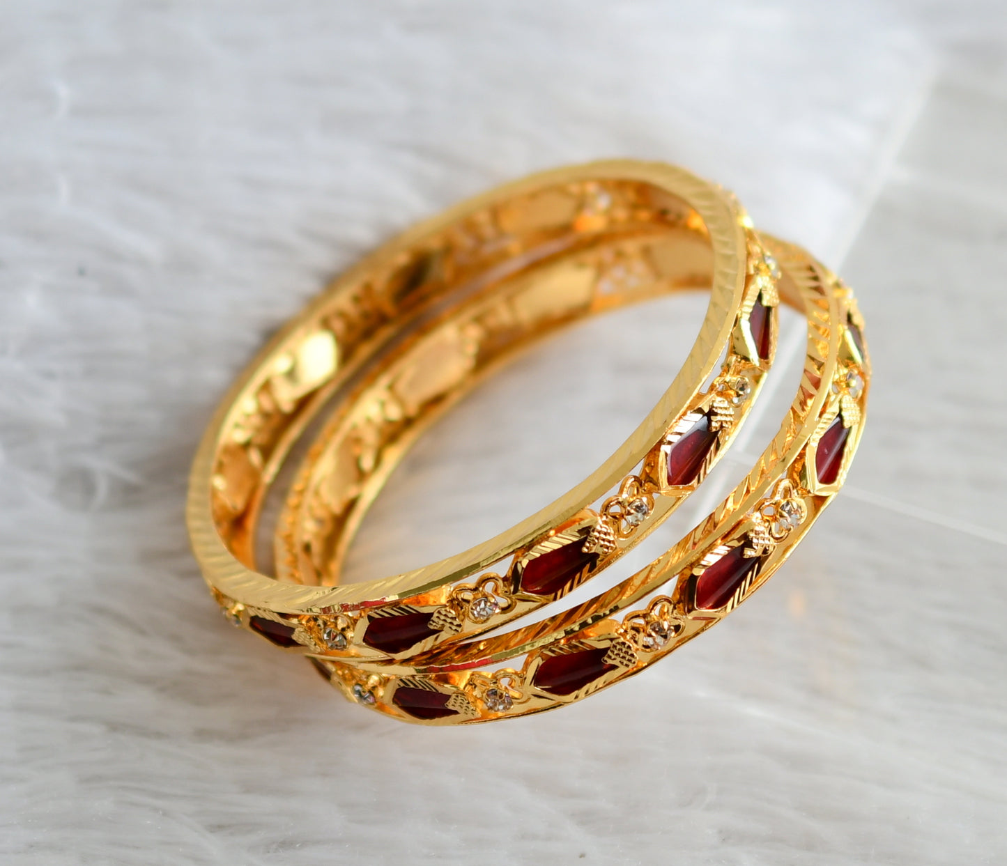 Gold Tone Red Nagapadam Kerala style Bangles(2.4) DJ22230