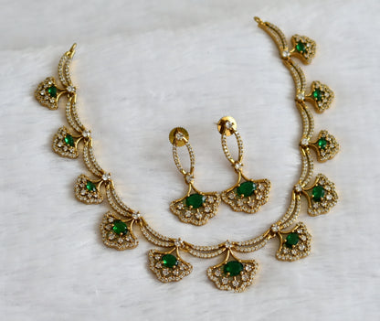 Matte finish cz-bottle green oval stone necklace set dj-49718