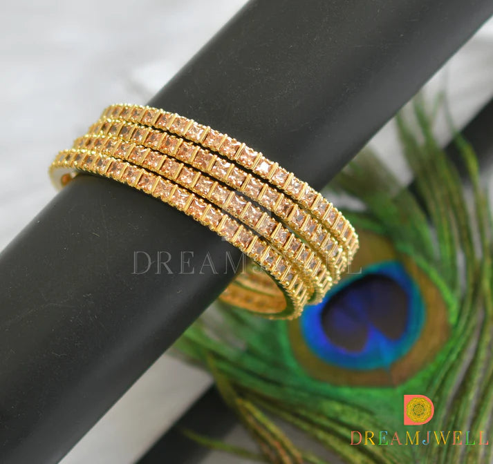 Gold tone square gold stone set of 4 bangles(2.6) dj-45628 – dreamjwell