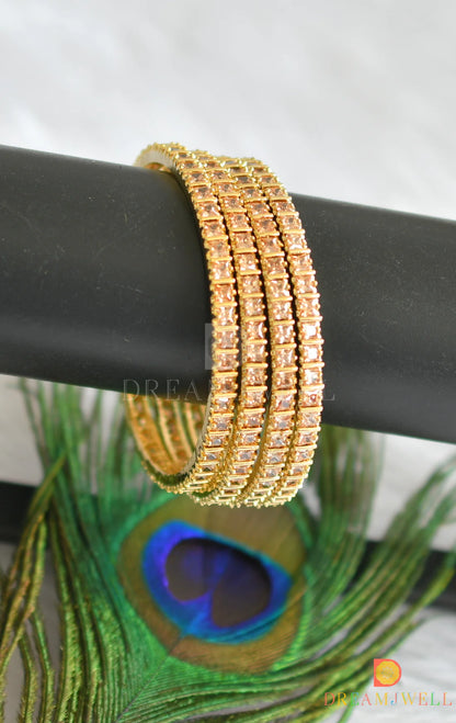 Gold tone square gold stone set of 4 bangles(2.4) dj-45627