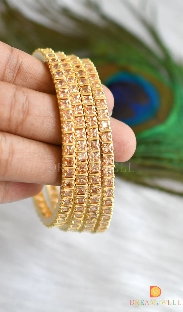 Gold tone square gold stone set of 4 bangles(2.4) dj-45627