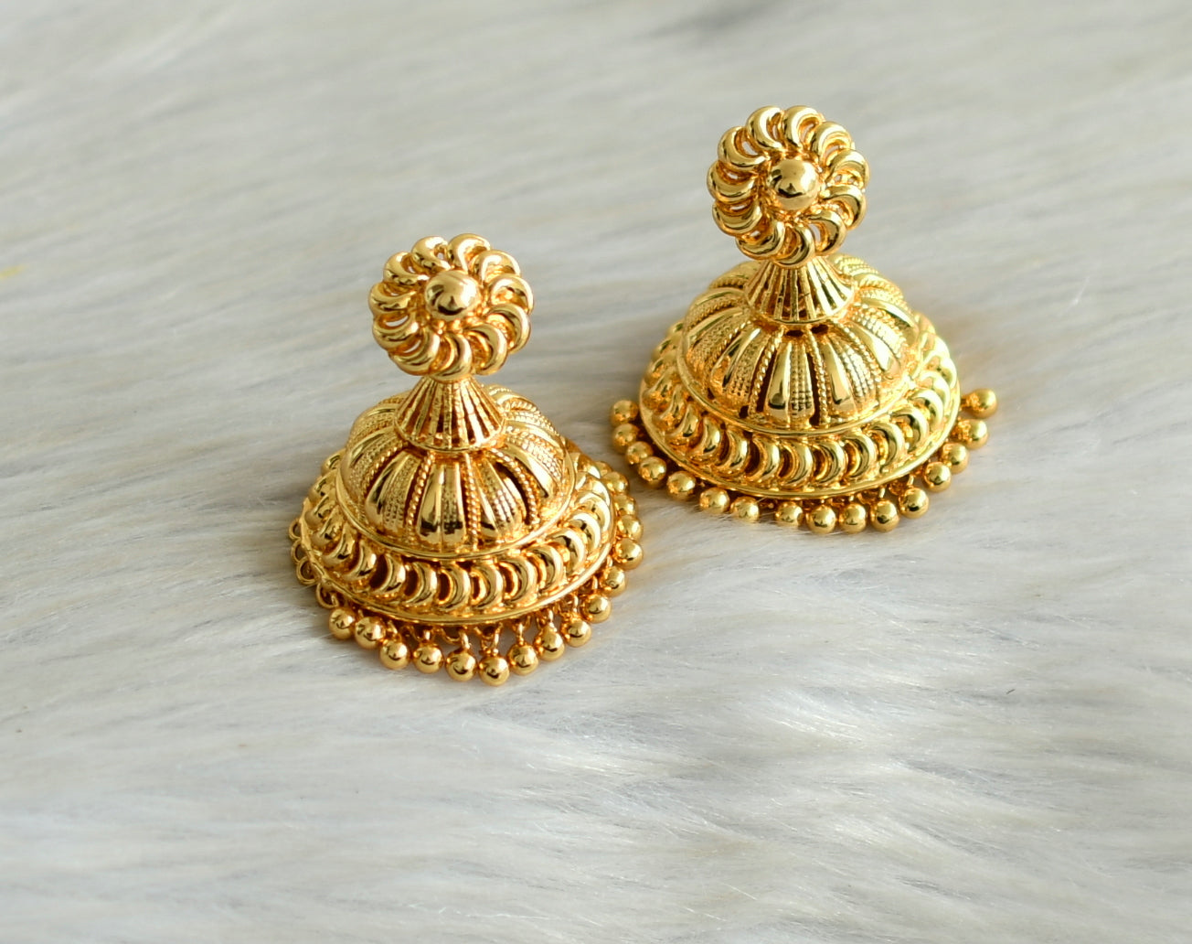 Gold tone kerala style jhumkka dj-42909