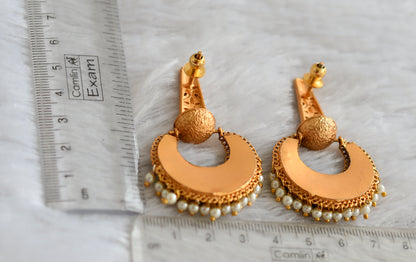 Matte finish pearl stone bali earrings dj-47805