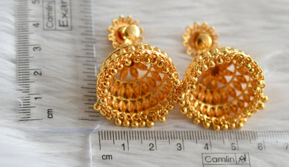 Gold tone kerala style coral stone jhumkka dj-44403