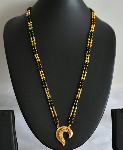 Gold tone 24 inches karimani chain with ruby-white stone pendant dj-49735