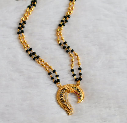 Gold tone 24 inches karimani chain with ruby-white stone pendant dj-49735