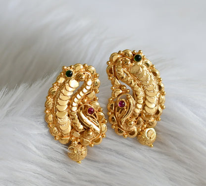 Gold tone kemp-green peacock earrings dj-44412