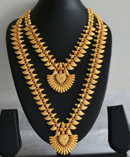 Matte gold tone pink stone mango combo haar set dj-47799