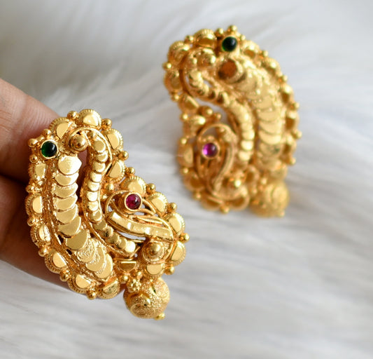 Gold tone kemp-green peacock earrings dj-44412