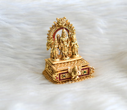 Antique gold tone Kemp-green Shri Venkateshwara kumkum box dj-42940