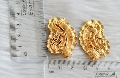 Gold tone kemp-green peacock earrings dj-44412