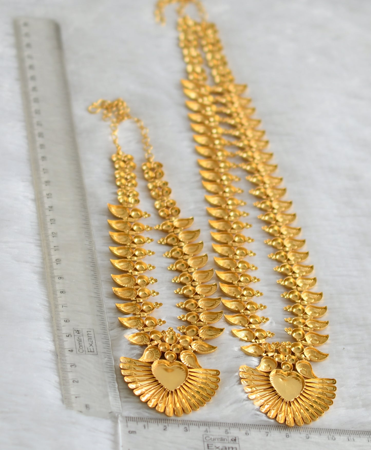 Matte gold tone pink stone mango combo haar set dj-47799