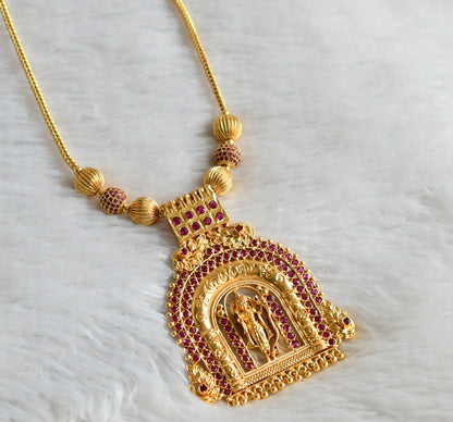 Gold tone kerala style ad pink stone Sri Ram peacock kodi necklace dj-47840