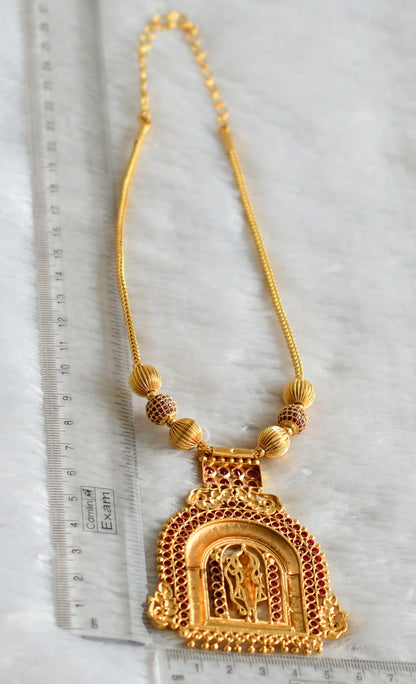 Gold tone kerala style ad pink stone Sri Ram peacock kodi necklace dj-47840