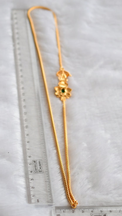 Gold tone 24 inches cz white-green lakshmi mugappu chain dj-46223