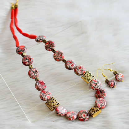 Antique red beads hand made necklace set dj-44439