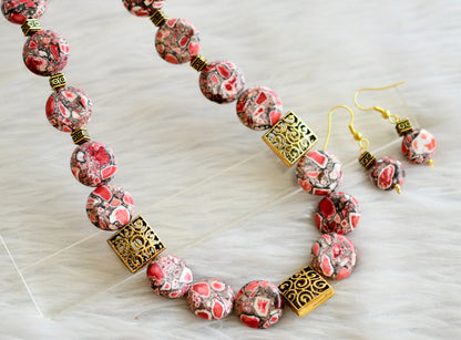 Antique red beads hand made necklace set dj-44439