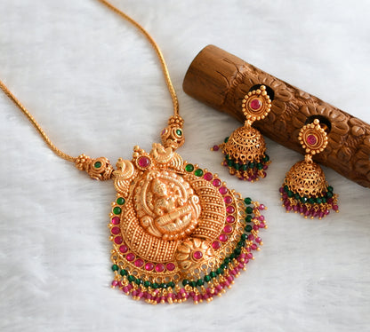 Gheru finish pink-green lakshmi necklace set dj-46241