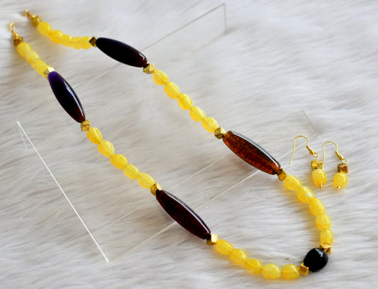 Antique yellow beads hand made necklace set dj-44441