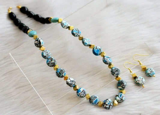 Antique black-blue beads hand made necklace set dj-44438