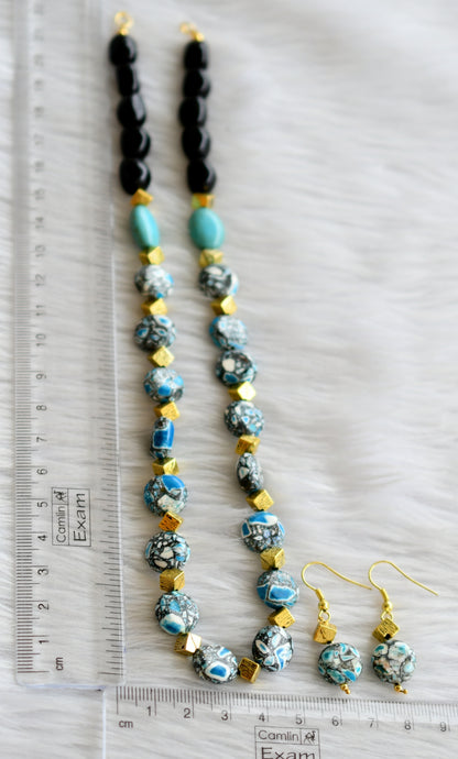 Antique black-blue beads hand made necklace set dj-44438
