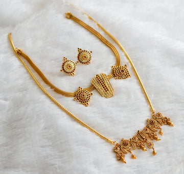 Anaya - Ruby Green White Shanku Chakra Nama Necklace Set main image 1