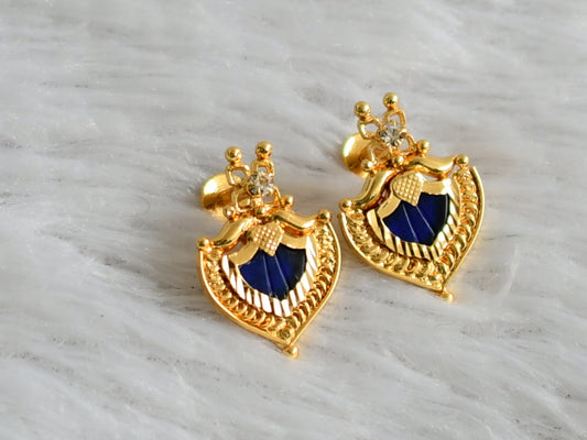 Gold tone kerala style blue palakka earrings dj-47846