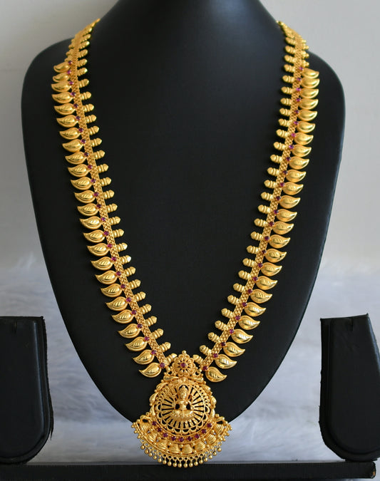 Gold tone kerala style kemp stone lakshmi mango haar dj-49770