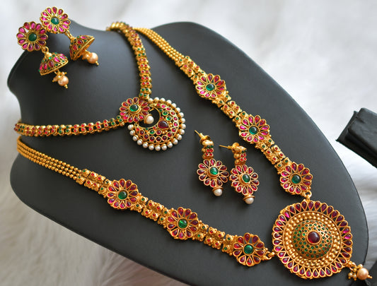 Antique gold tone kemp-green flower combo set dj-44463