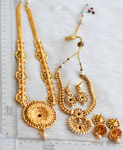 Antique gold tone kemp-green flower combo set dj-44463