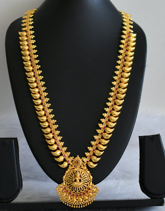 Gold tone kerala style kemp stone lakshmi mango haar dj-49769